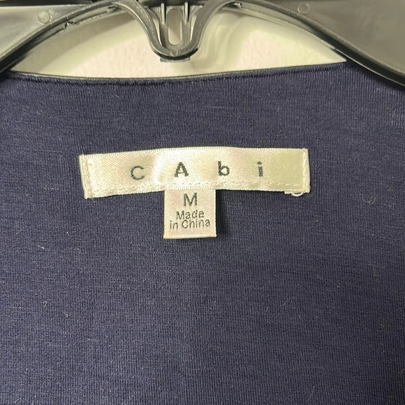 Cabi 953 Navy Blue Faux Leather Wrap Top - Picture 3 of 7